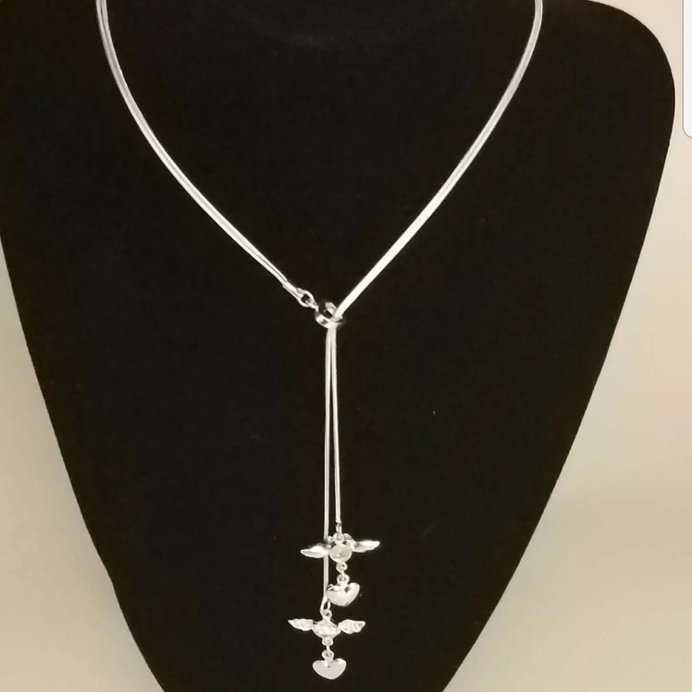 925 Sterling Silver SP Heart w/Wings 19"